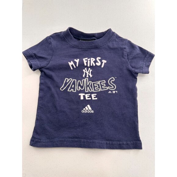 Adidas & Little Treasure 3-6M Yankees Baby Tee Bodysuit Set Navy Blue Baseball - Picture 8 of 9